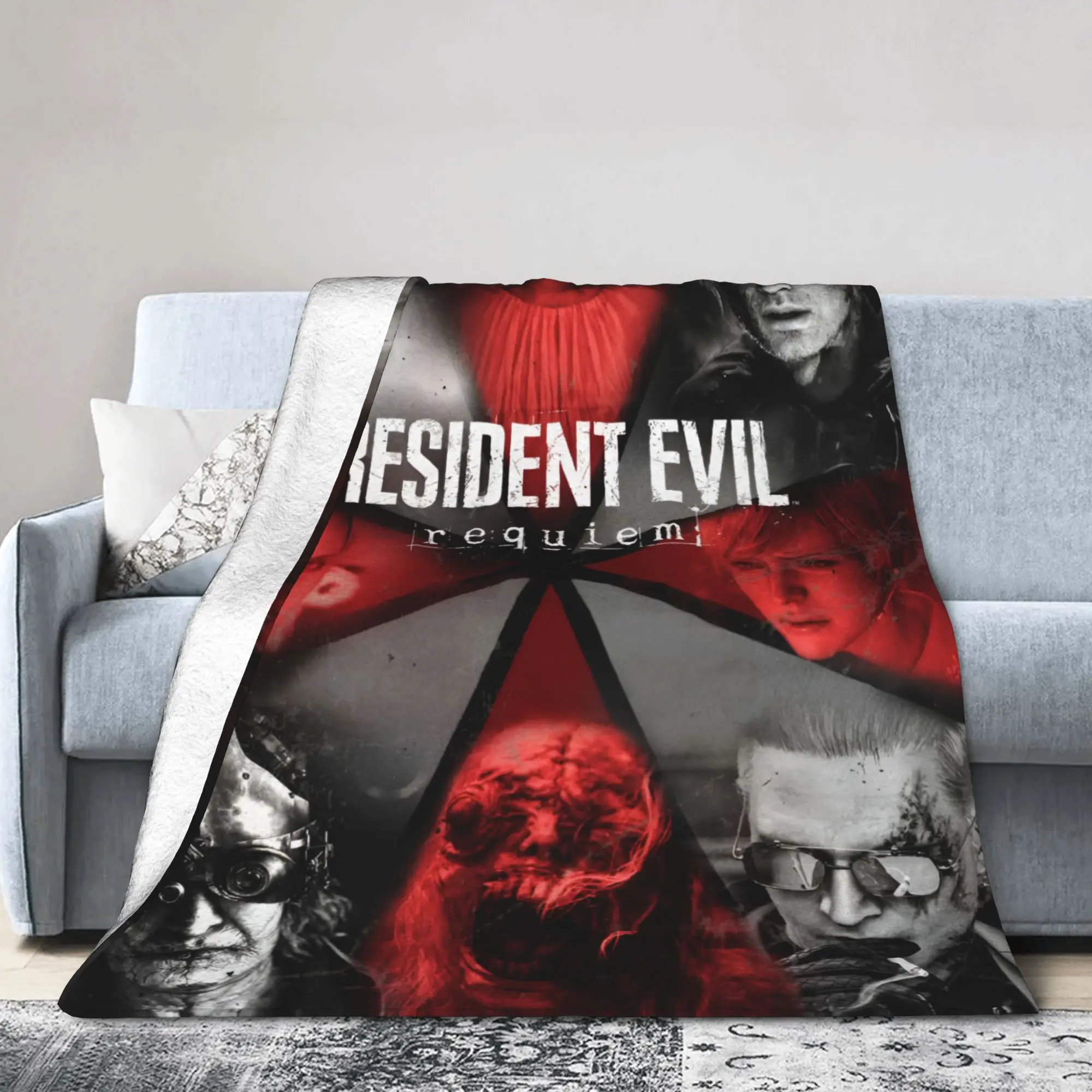 Custom R-Residents Evils 9 Blanket Soft Fleece Autumn Warm Flannel Horror Game Throw Blankets for Sofa Travel Bedding Quilt