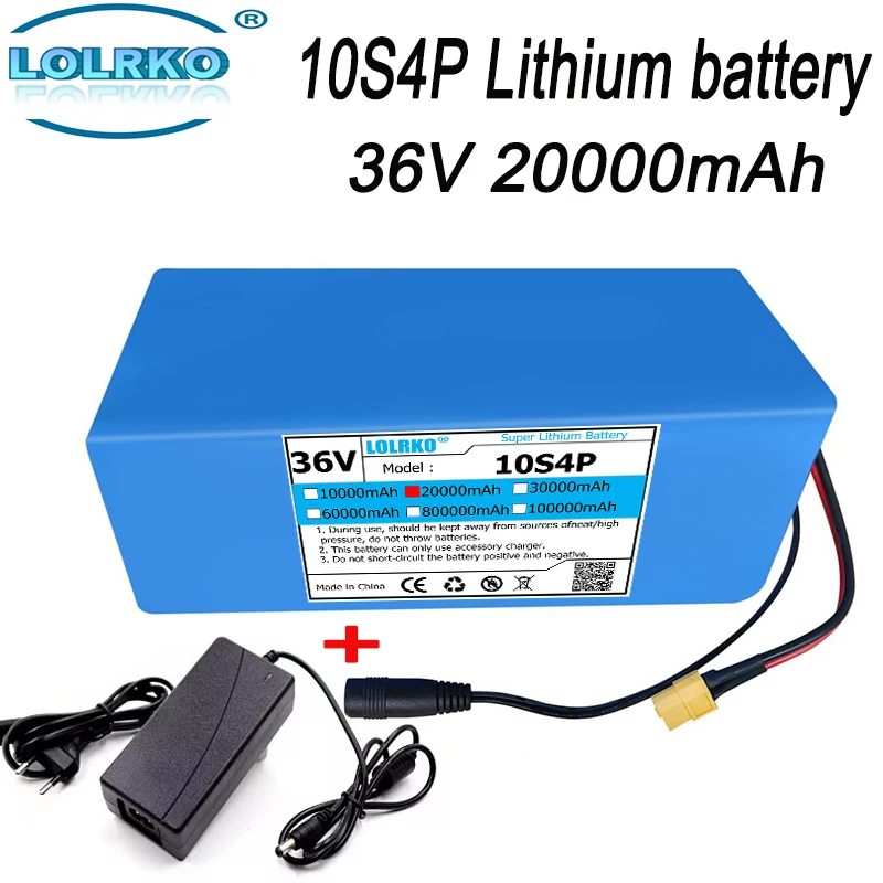 

100% original 36V 10s4p 20Ah 20000W large capacity 18650 lithium battery pack with BMS XT60 Plug 18650 battery