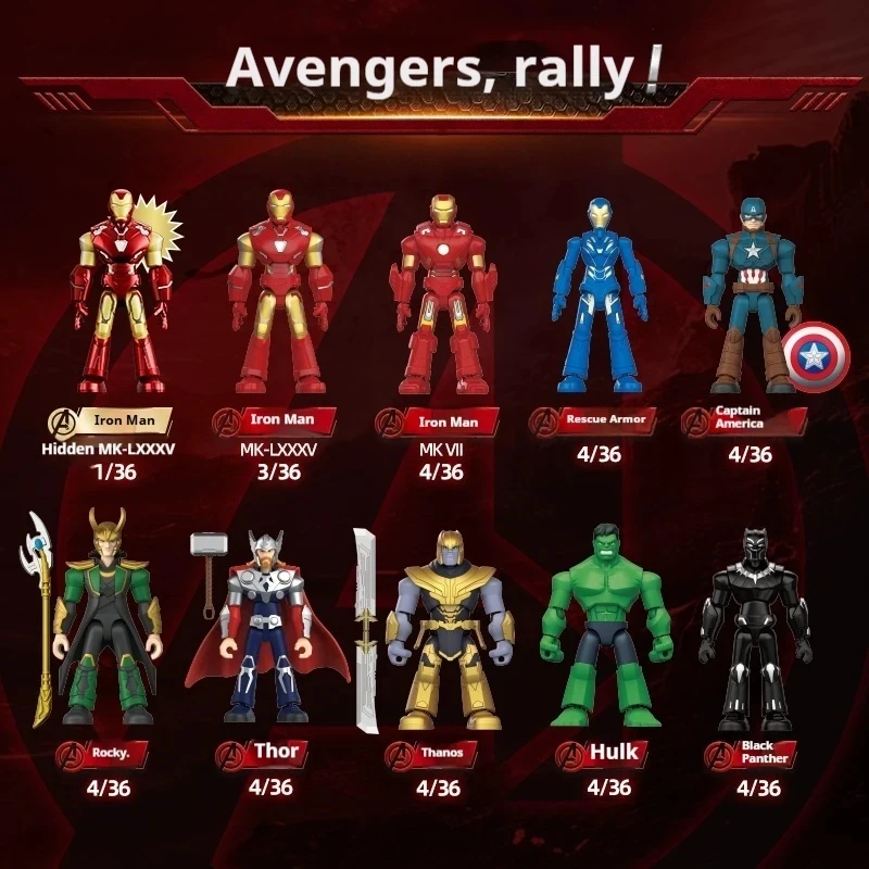 

1/9pcs 10cm Blokes Block Man Star Edition Iron Man Captain America Super League Assembled Toy Action Figure Birthday Gift