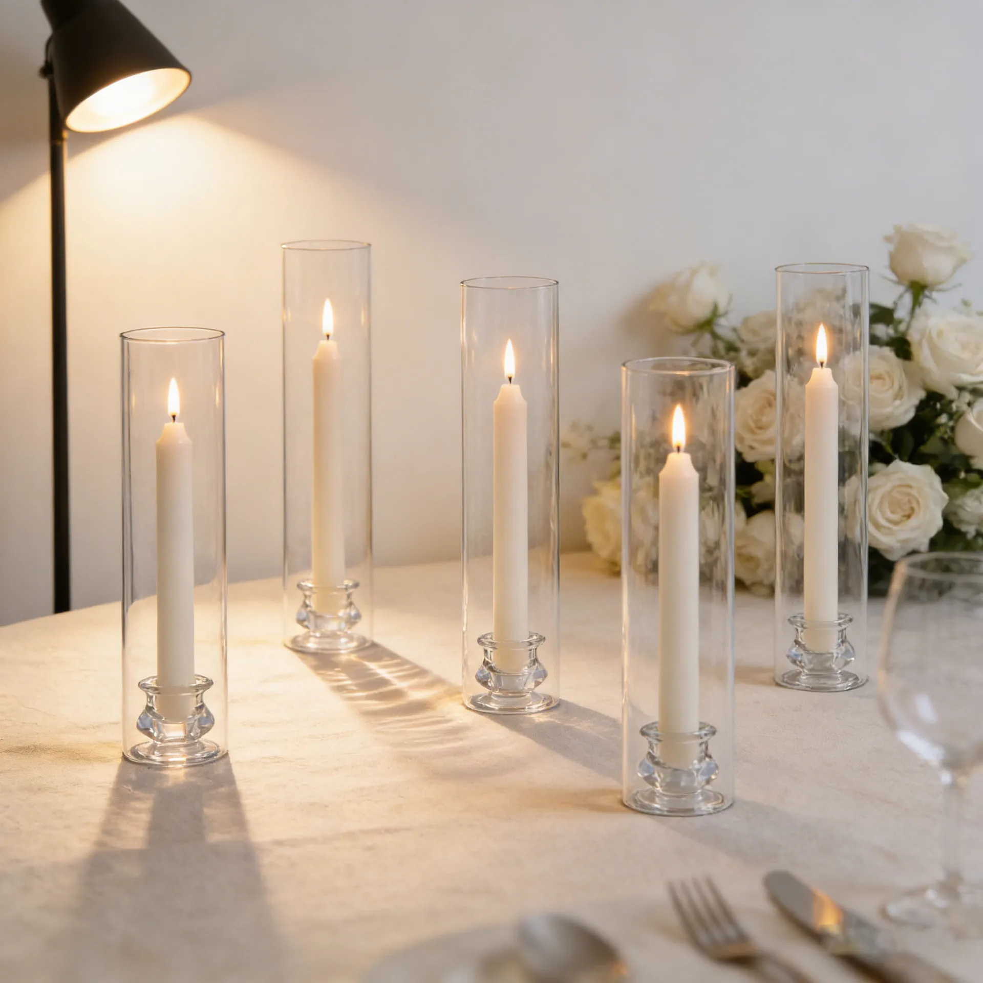 1/2/3Pcs Transparent Hurricane Glass Candle Holder Clear Vase Centerpiece For Dining Table Wedding Home Decoration