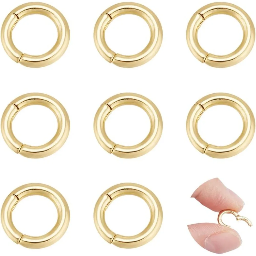 

8Pcs 6.5mm Real 18K Gold Plated Spring Clasp Ring Round Clasps Enhancer Shortener Clasps for Necklaces Jewelry Making