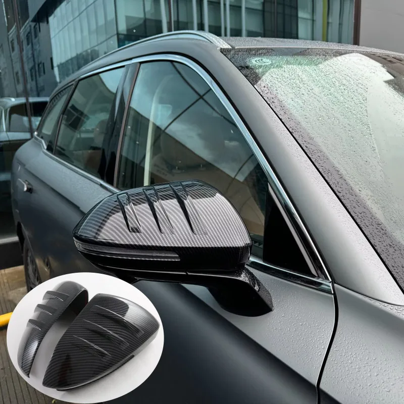 ل Omoda 9 C9 Phev 2025 2026 سيارة مرآة الرؤية الخلفية حماة الجانب مرآة المضادة للتصادم ملصقات التصميم ABS الكربون الأسود 2 قطعة