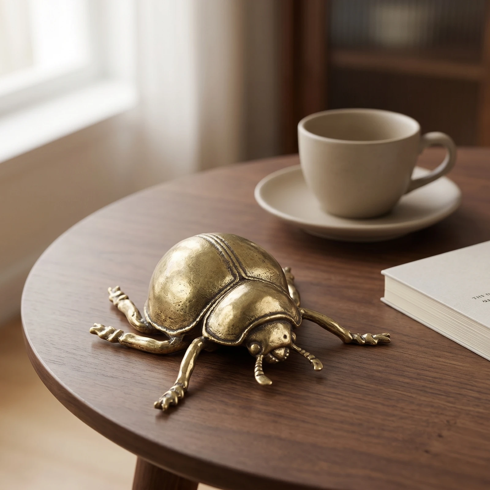 Beetle Figurine Vintage-Inspired Brass Beetle Desktop Ornament Collectible Decoration Decorative for Collectors, Tea Table view 3