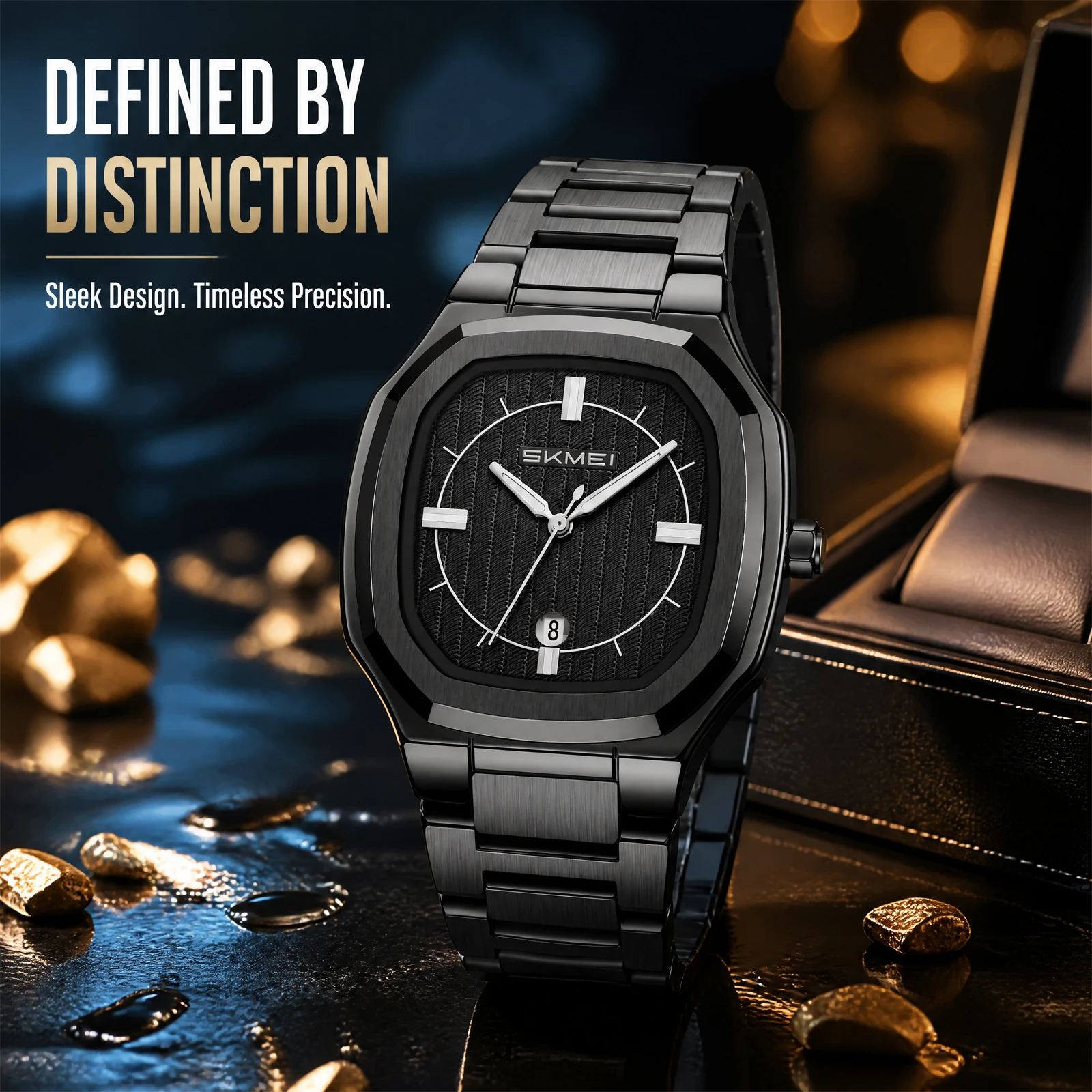 SKMEI 9388 Men's Quartz Watches 30M Waterproof Man Business Wristwatch Man Fashion Watch Stainless Steel Strap Simple Clock