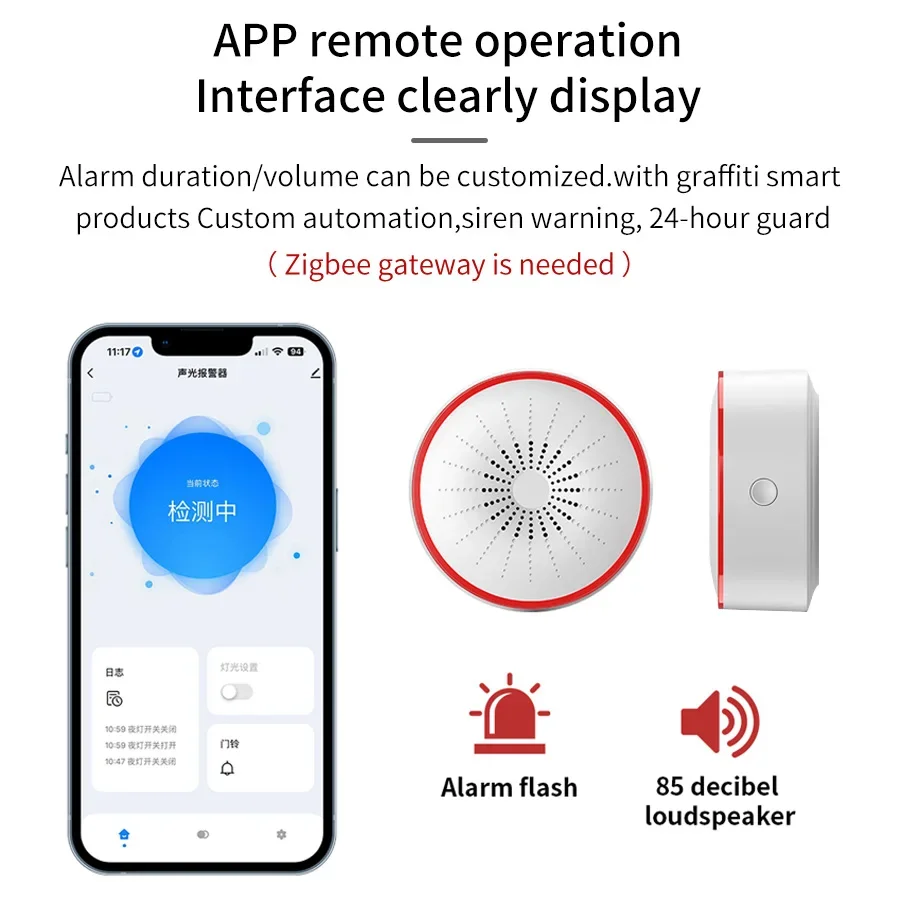 Tuya WiFi ZigBee Smart Siren Alarm 85dB Sound Light Home Security Alarm Sensor Detector Support Alexa Google Home Smart Life App