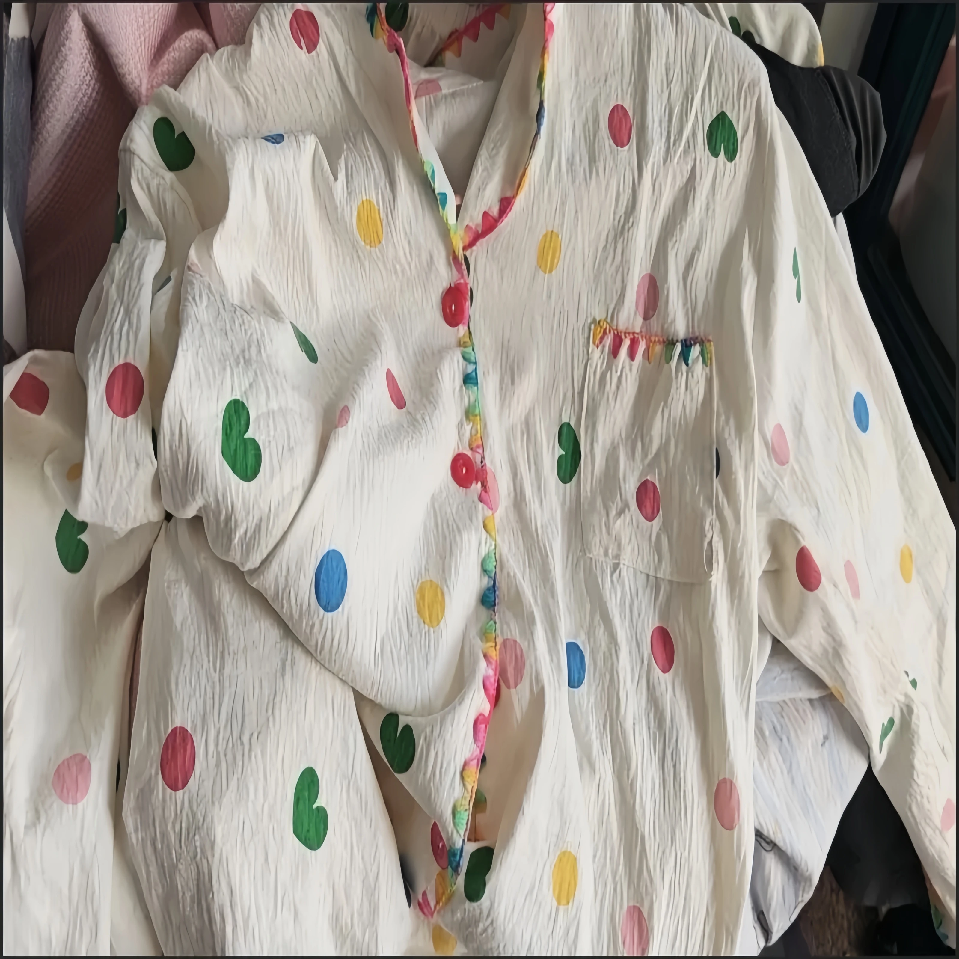 

Women's Pajama Set Fashion Homewear Longsleeve Loungewear Polkadot Grid Autumn Homewear Pj Set Minimalist Comfortable Breathable