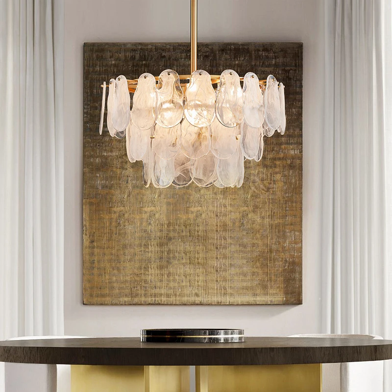 Leon Alabaster Chandelier large tiered glass chandelier luxury salon decoration Living Room bedroom hanging dining room lights