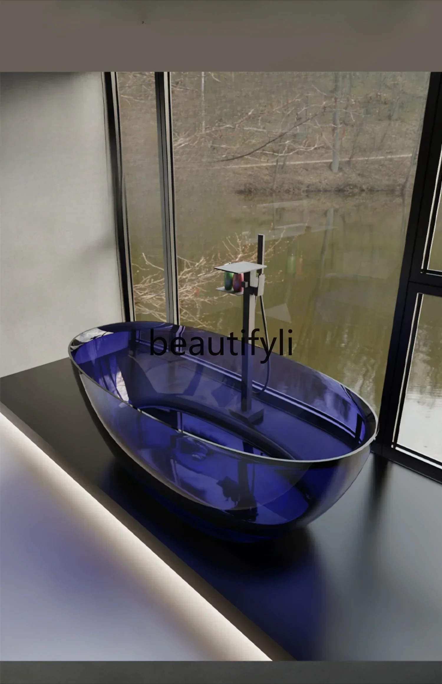 

Asmt14 New Arrivals ATransparent resin Color crystal bathtub Egg-shaped artificial stone bathtub Independent integrated S 14