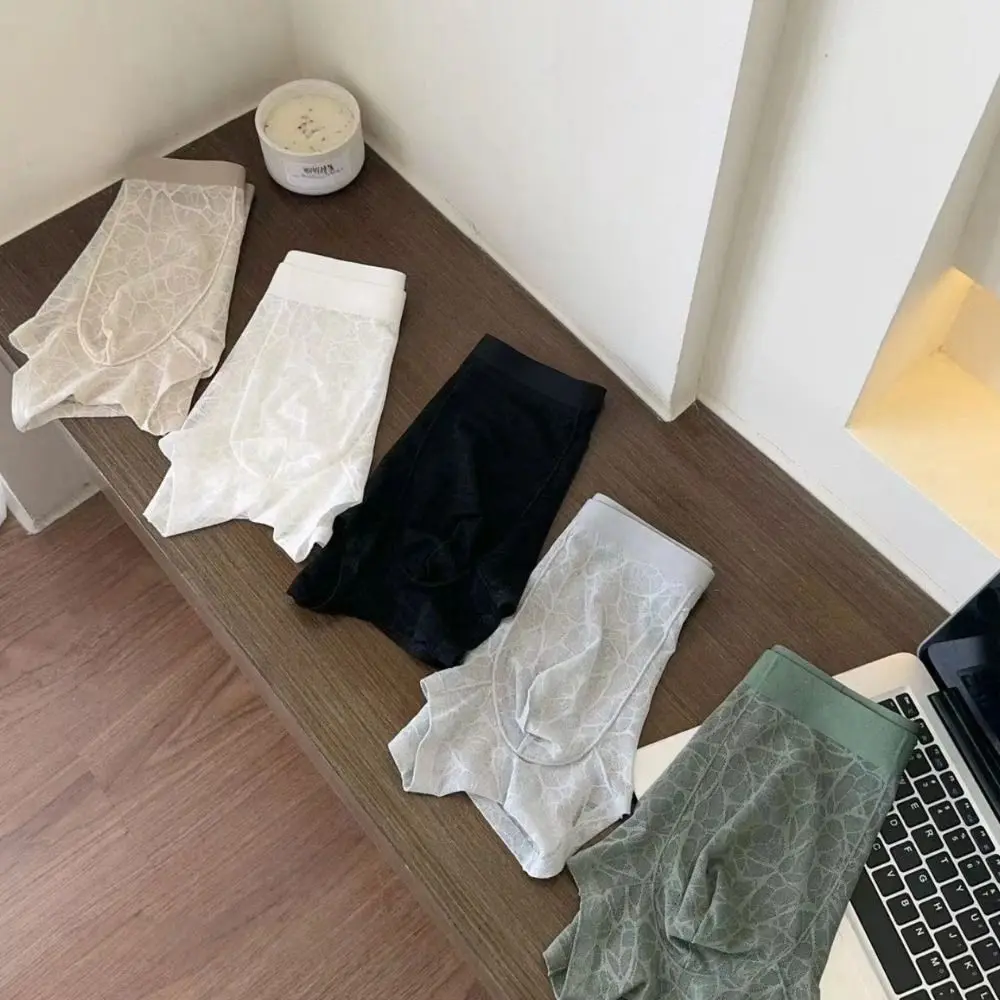 편안한 남성용 속옷 메쉬 얇은 빠른 건조 레이스 반바지 통기성 아이스 실크 속옷 남성용 선물