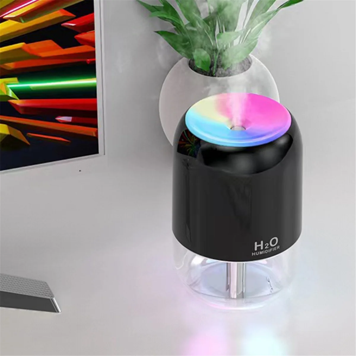USB Air Humidifier Atmosphere Light Fragrance Intelligent Spray Colorful Aromatherapy Diffuser Humidifier for Car Home-B-LITE