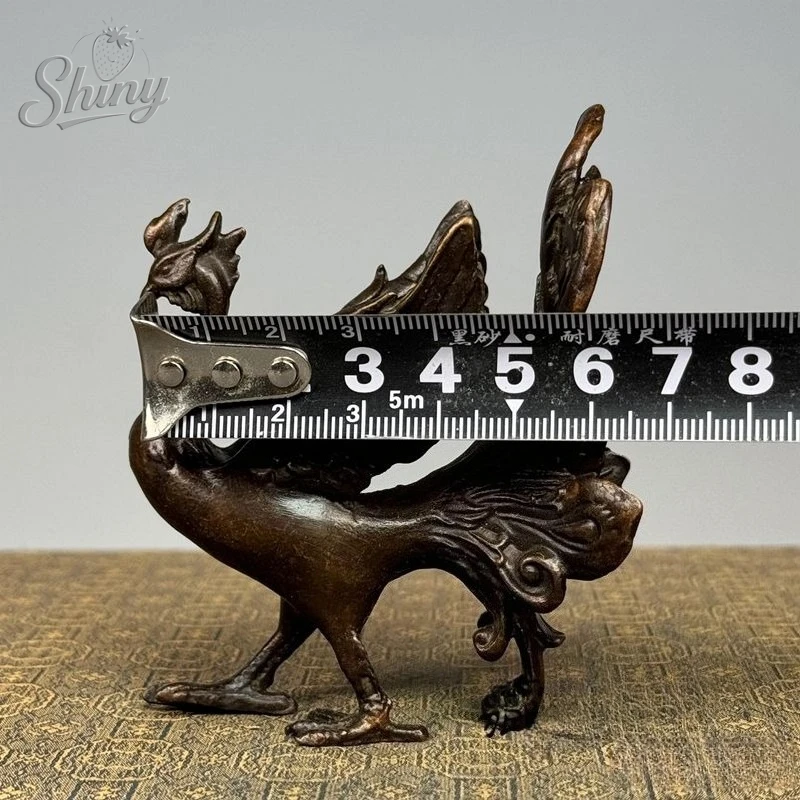 Obrázek 6: Antický měď fénix sochu hand-carved rui dobytče socha feng shui bohatství attracting okrasa žití pokoj dekorace