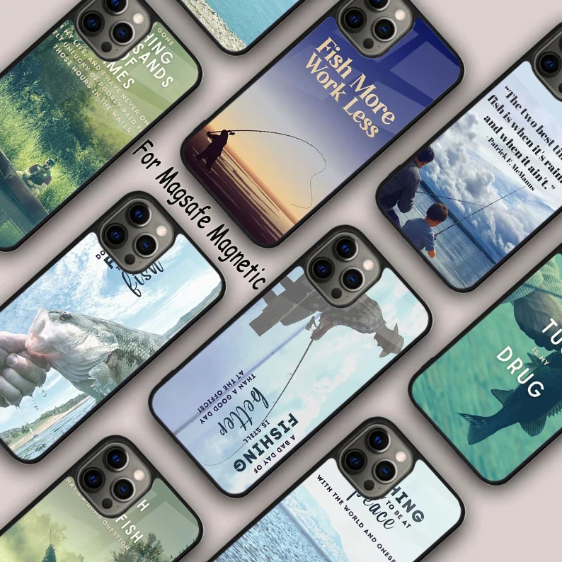 

Fishing Quotes Angling Magnetic Phone Case For APPLE iPhone 17 Air 16 14 13 12 Pro Max 15 Plus Charge With MagSafe Cover