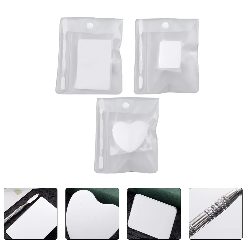 

3 set Stainless Steel Nail Art Ring Palette Set Women Makeup Mixing Tools Beauty Blending Palette Manicure Kit Durable