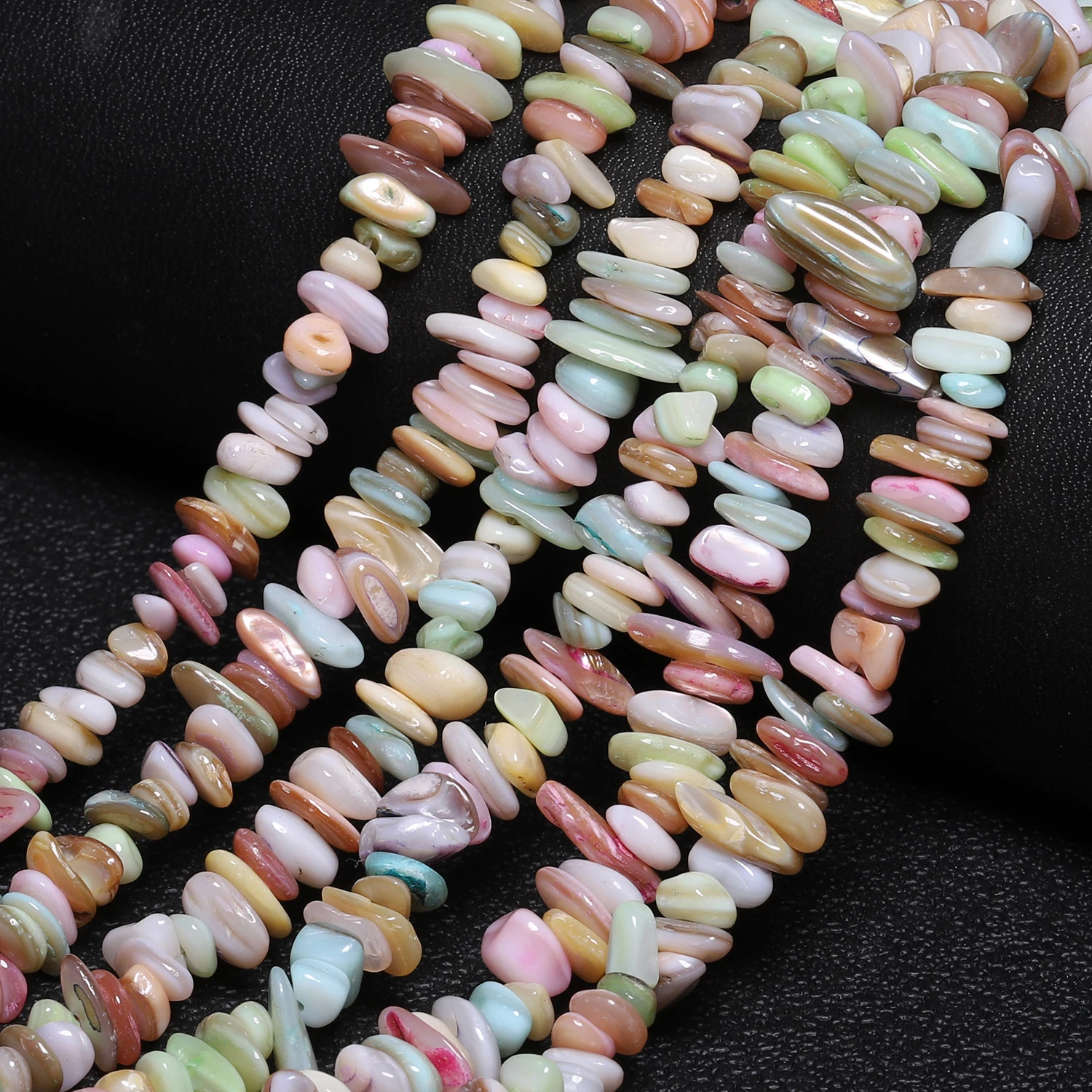 Cuentas de concha Natural irregulares de colores claros de 5-8mm, cuentas de nácar de grava para fabricación de joyería, collar de pulseras DIY de 30''