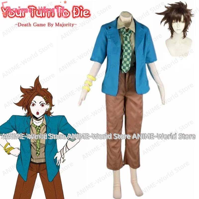 《Custom Size》Game Your Turn To Die Joe Tazuna Costume Suit Halloween Wig Christmas Costume