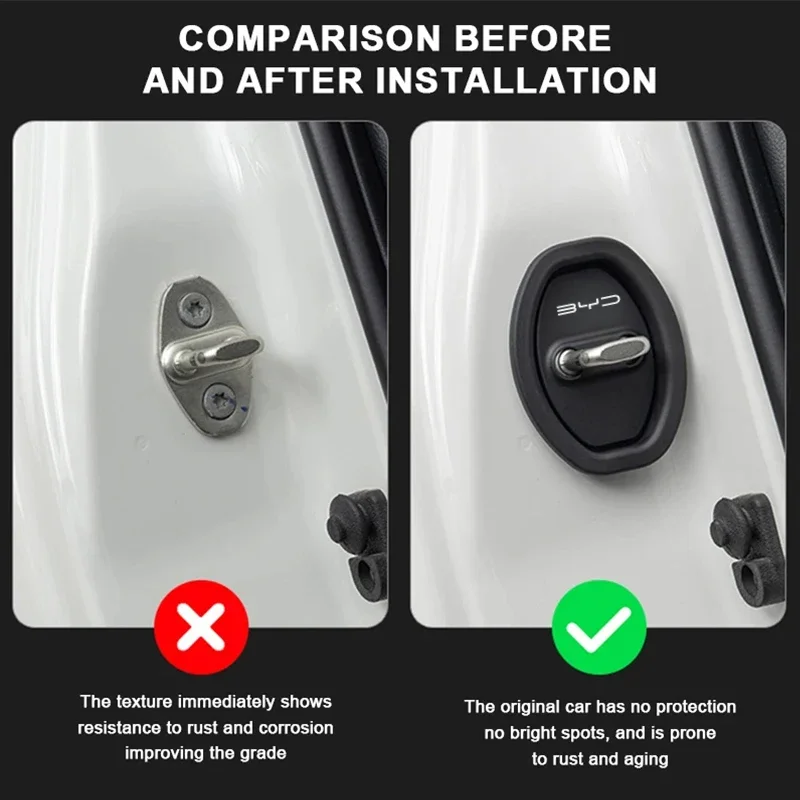 Silicone Door Lock Latch Cover Anti Corrosion Shock Absorbing Protector For BYD Atto 3 Dolphin Seal U Seal Seagull Han Tang Yuan