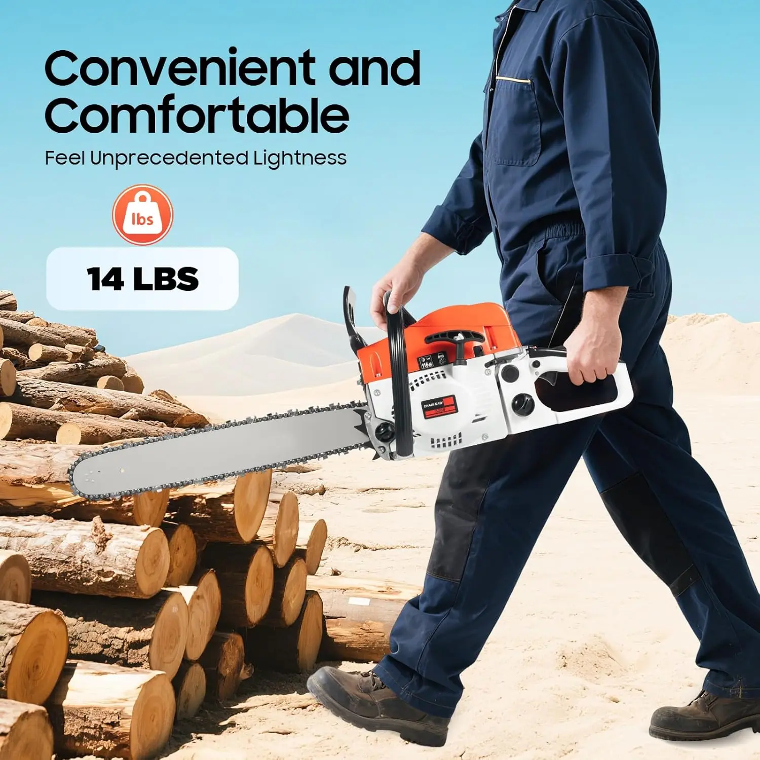 

52cc 2-Stroke Gas Chainsaw, 20 Inch Bar Length Gas Power Chainsaw with full set, Handheld Gasoline Chainsaws for Wood Cutting