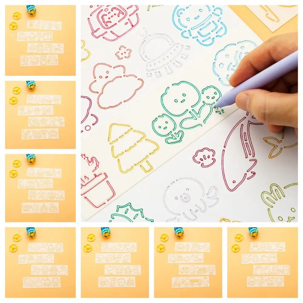 4pcs/set Copying Stencils Hollowed Drawing Templates DIY Craft Template Ruler Spray Painting Template Embossing Painting