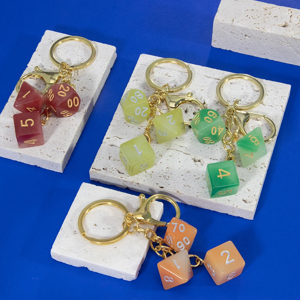 Acrylic Dice Keychains for Women Bag Pendant Couple Keychain Holder