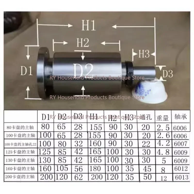 80/100/125/130 /160 Small Lathe Spindle, High-strength Screw Connection, Woodworking Lathe, Headstock Assembly, with Flange