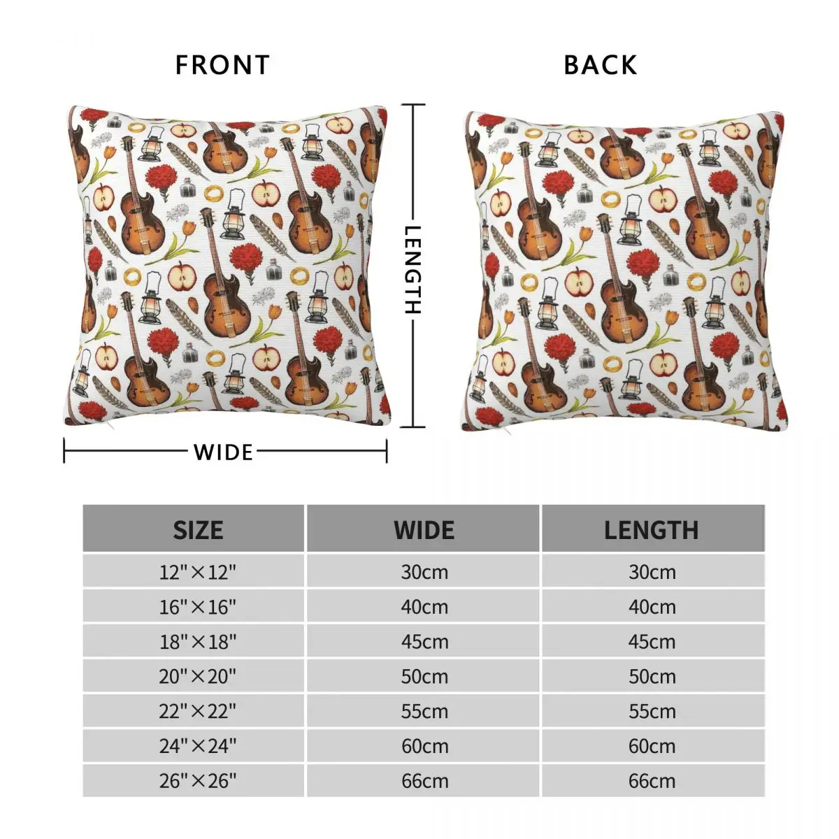 Orpheus Guitar Square Pillowcase Polyester Linen Velvet Creative Zip Decor Throw Pillow Case Room Cushion Cover 18