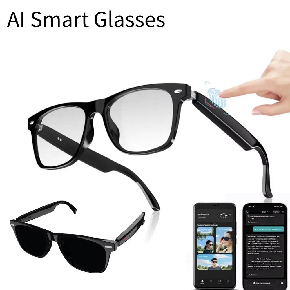 

Smart AI Glasses With Translator Wireless Bluetooth Touch Call Sports For Men Music Real Time Translation HD Camera Glasses