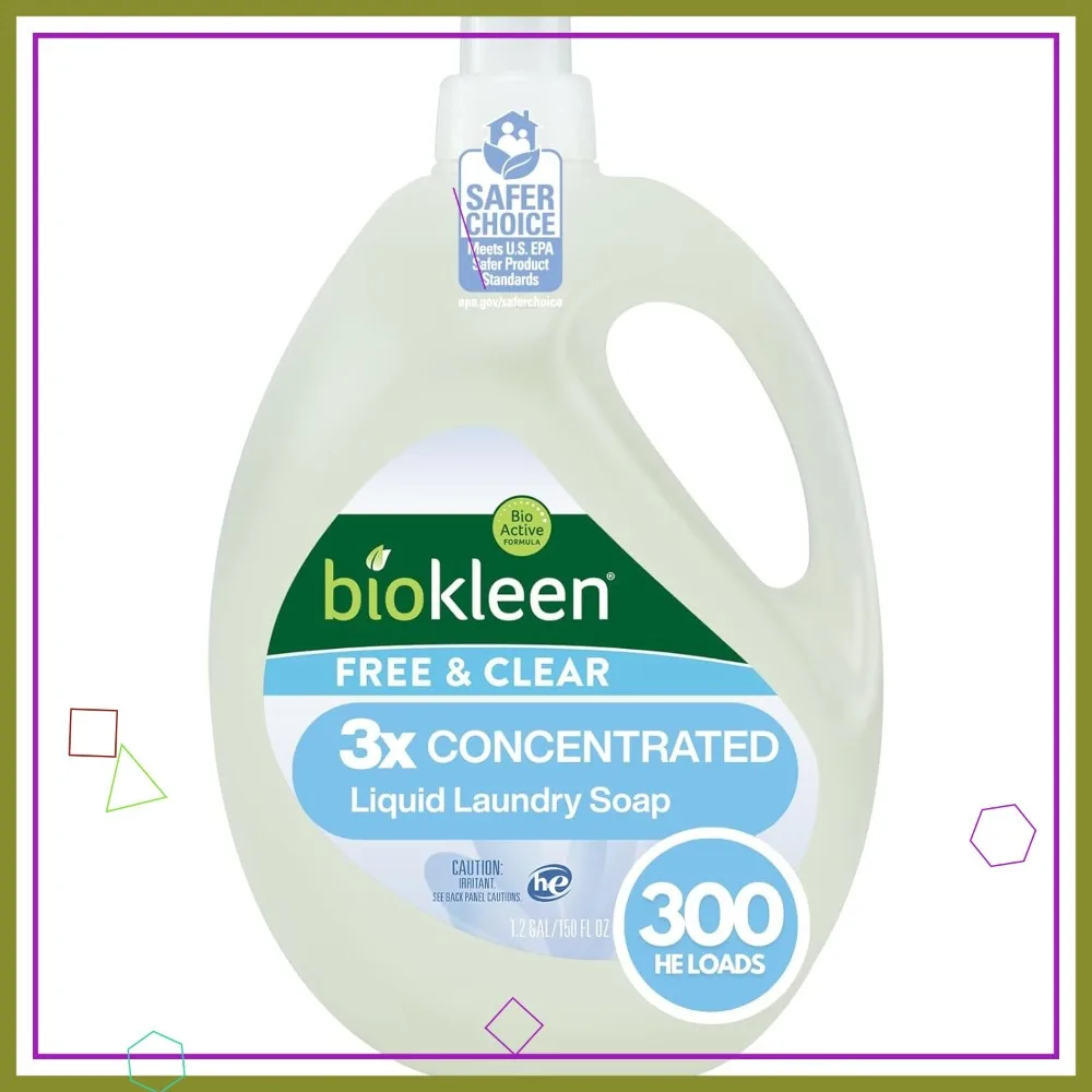 

Plant-Based Hypoallergenic Liquid Laundry Detergent, 300 Loads, Removes Stains & Odors, Dye-Free Unscented