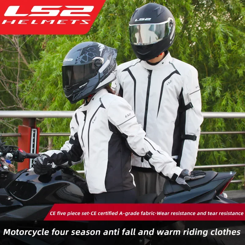 LS2 Original Motorcycle Jacket Windproof Warm Motorbike Jacket Men Women Wear-resistant CE Anti-fall Motocross Riding Clothing