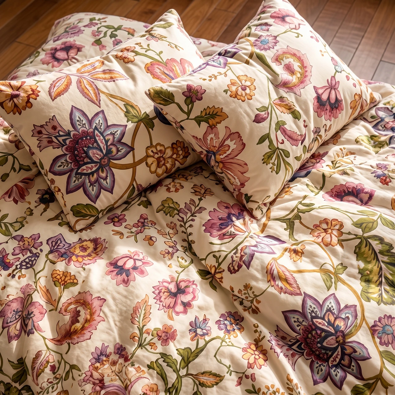 Vintage Retro Botanical Flower Duvet Cover Set 100% Cotton Bedding Set 3Pcs Includes Duvet Cover + 2Pillowcases, MultiSizes