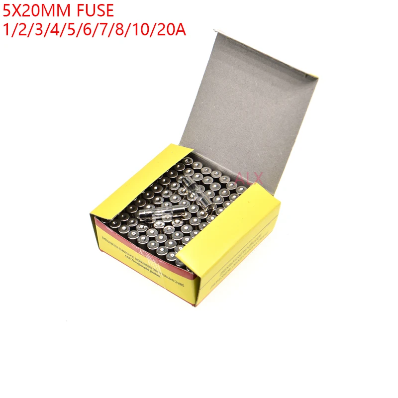 100PCS 5*20MM fusibile rapido in vetro 5*20 tubo di assicurazione colpo rapido 5X20MM 5X20 250V 0.1A/0.5A/1A/2A/3A/4A/5A/6A/7A/8A/10A/15A/20A