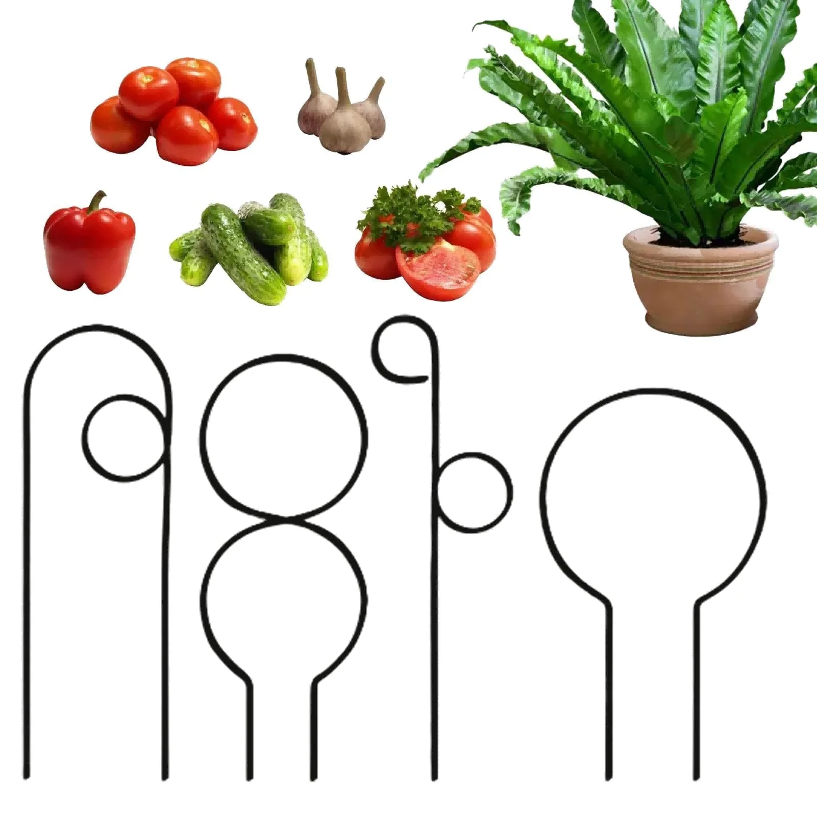 Black Iron Plant Trellis 4 Pack for Trailing Plants Indoor Outdoor Climbing Frame Sturdy 4mm Rod Garden Stake Support Structure