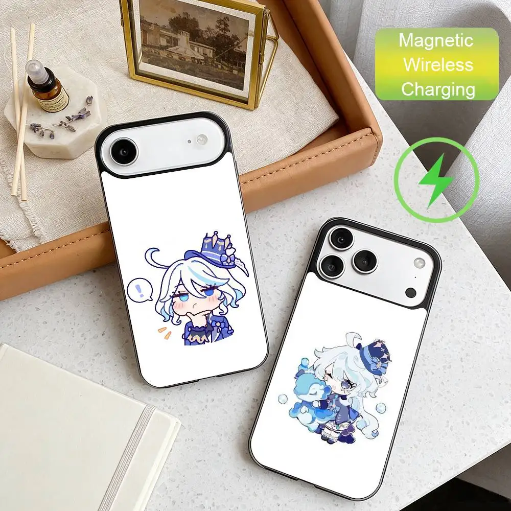 

F-Furina Chibi Cute Phone Case For iPhone17,16,15,14,13,12,11 Plus,For Magnetic Wireless Charge Cover