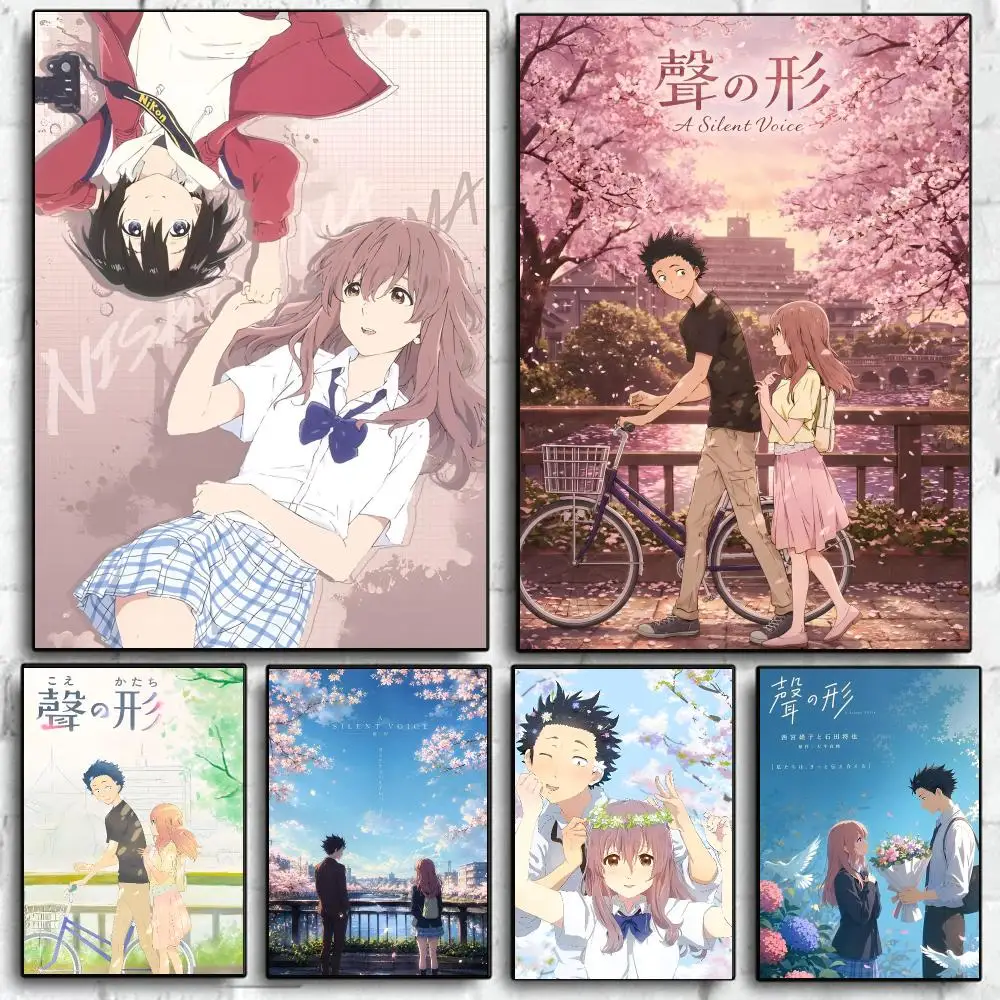 Classic Anime A S-Silent Voice Movie Poster Self Adhesive Wall Art Decor for Bedroom Living Room Office Home Decor Gift