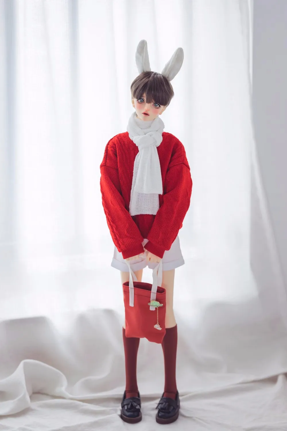 BJD Doll clothes fit 1/3 1/4 Uncle size Sportswear Red loose top + White shorts 6 set doll accessories