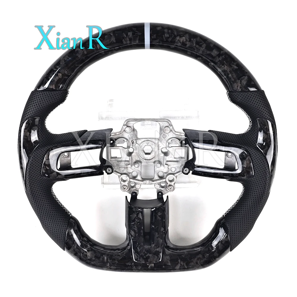 Carbon fiber steering wheel for Ford Mustang GT 2013-2018 models customizable forged carbon fiber flat bottomed steering wheel