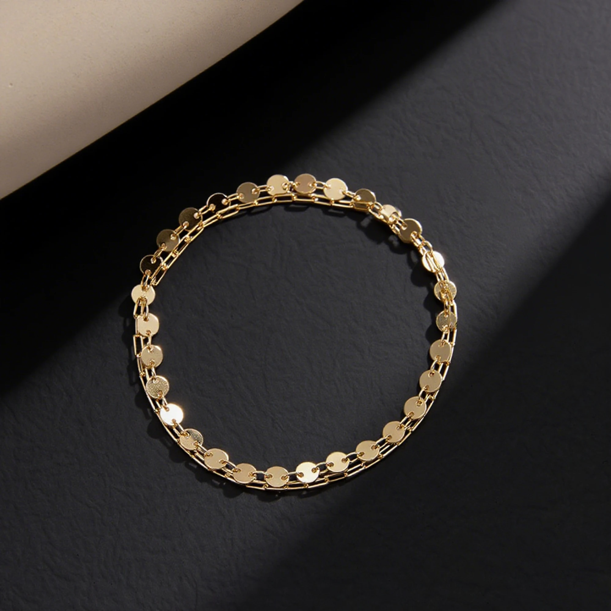 

EFFIE QUEEN Double Layered Wafer Chain & Paperclip Clip 925 Sterling Silver Bracelet Minimalism Design Festival Present SB199