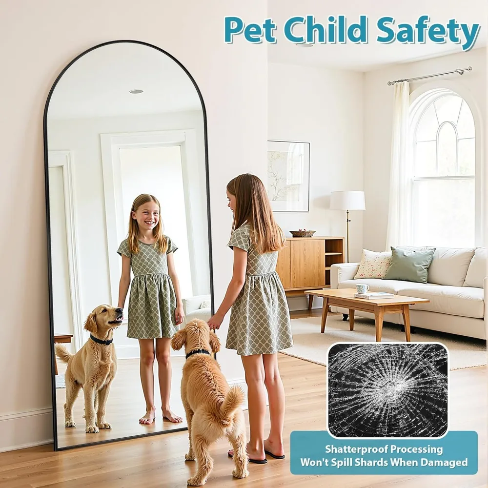 Oversized Freestanding Floor Mirror, 71x26 Full Body Standing Mirror with Hanging Mount for Home Decor