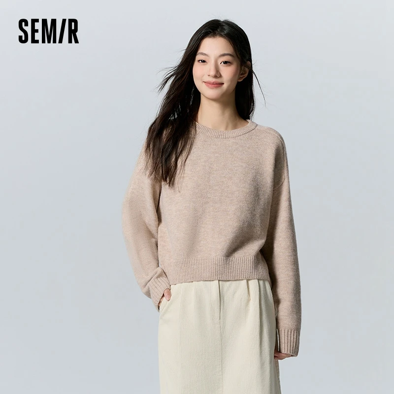 

Semir Sweater Women Short Insert Shoulder Sleeve Oversize Winter 2024 New Gentle Plain Color Sweater