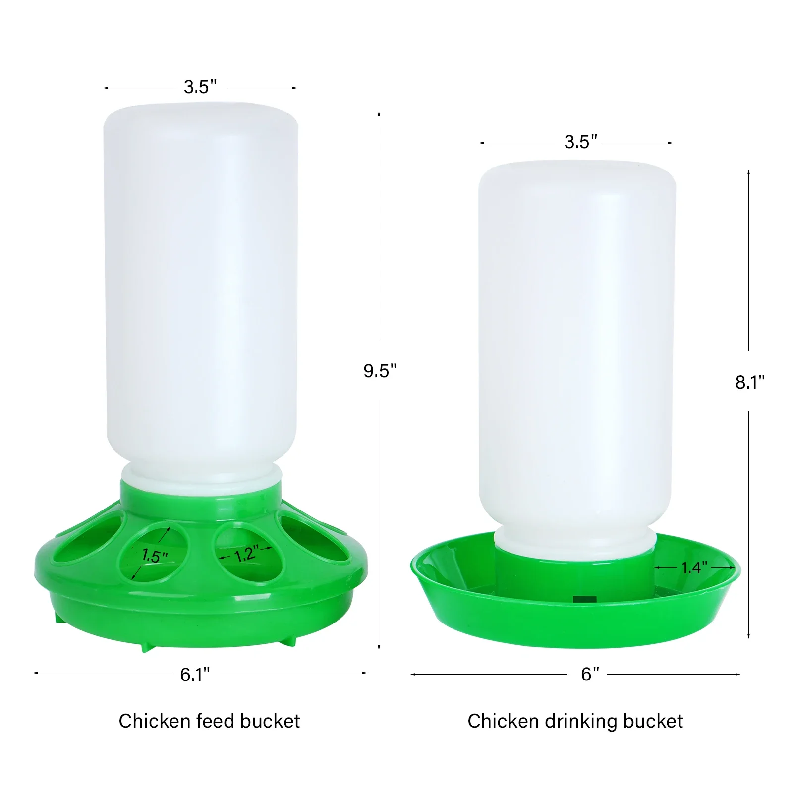 1L Chicken Feeder Bucket and Water Fountain Poultry Automatic Chick Drinker Bucket Drinking Quail drinking Bird equipment 2Pcs