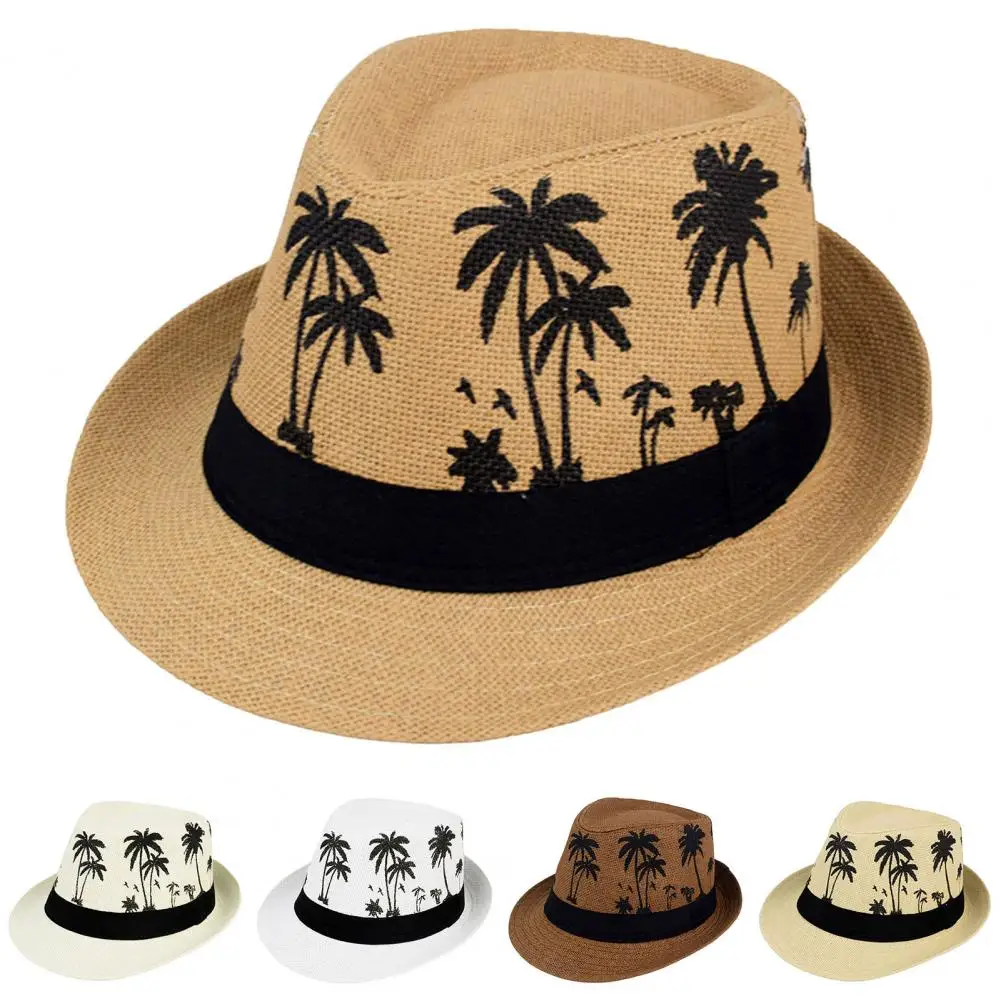 Stylish Jazz Hat  Flat Top Casual Men Sun Hat  Color Matching Men Sun Hat