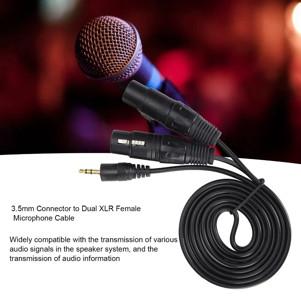 Thickened PVC Jacket 3.5mm to Dual 3PIN XLR Female Microphone Cable Flexible Connect Condenser Microphone Audio Line