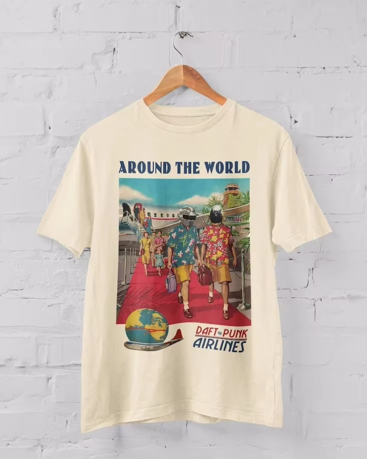 2026 New Model Daft Punk Band - Around The World Sand All Size Men's Shirt Men's T-shirts Y2k Clothes Man Y2k Clothes Man
