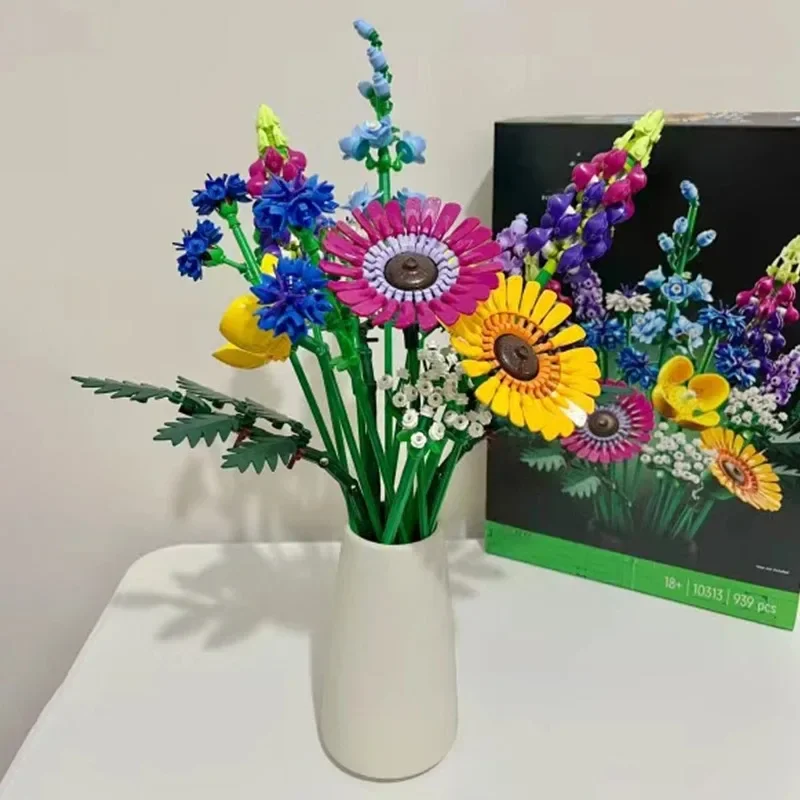 Wildflower Bouquet อุปกรณ์ตกแต่งบ้าน Building Blocks วันหยุดของขวัญ Creative Plant Series 939 ชิ้น 10313