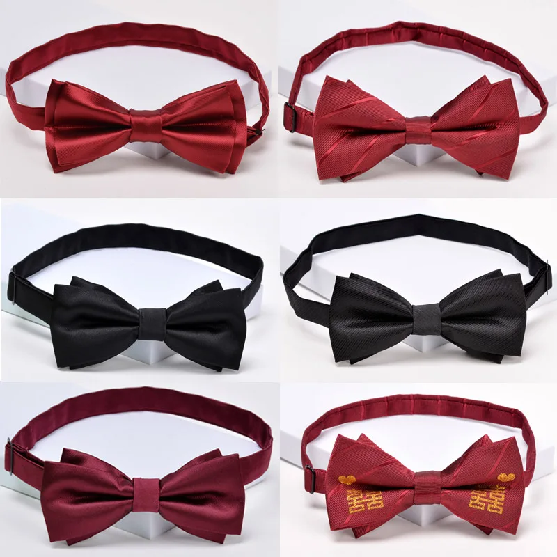 

Аксессуары для жениха и шафера: мужской свадебный галстук-бабочка, черный, бордовый, для выступлений