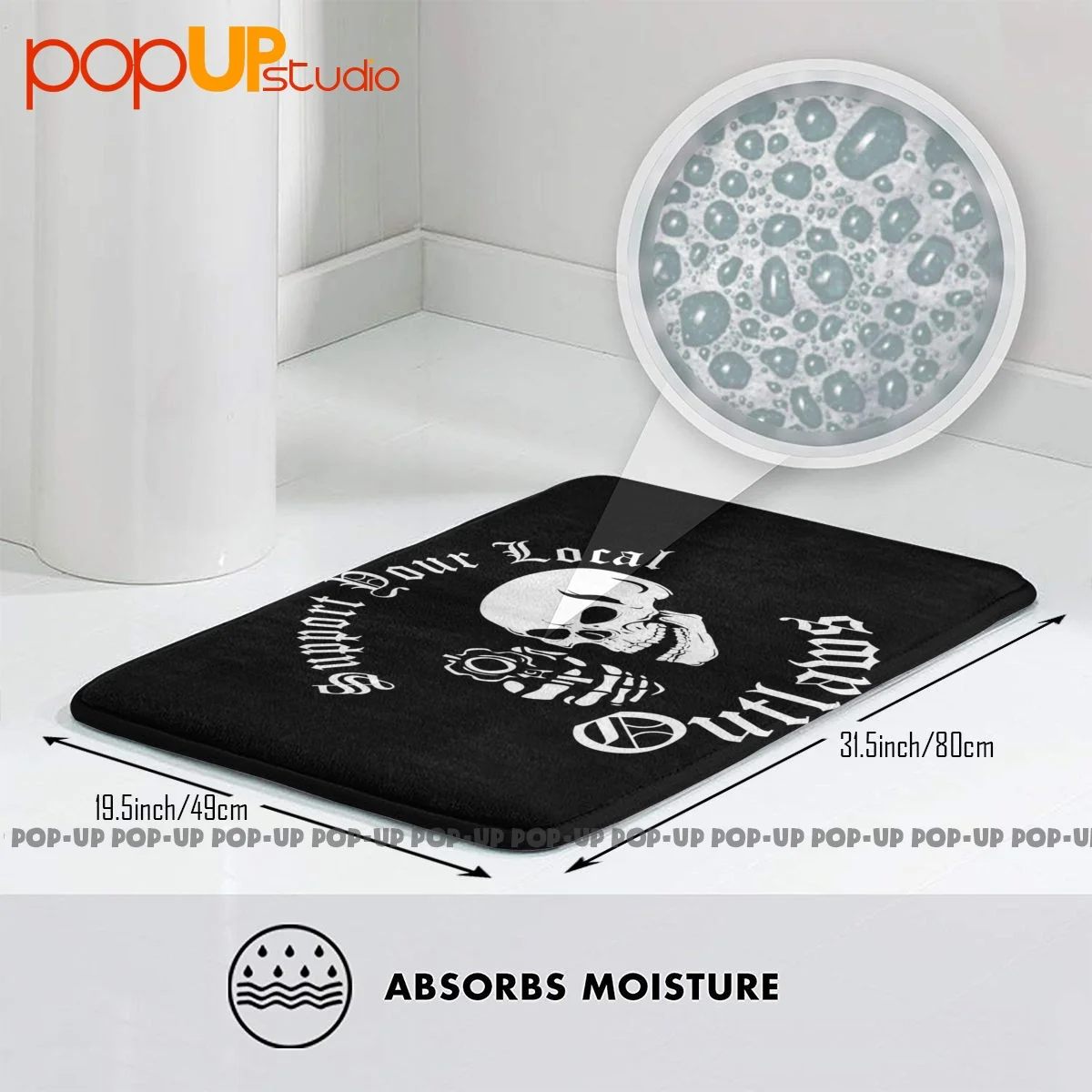 S Support Your Local Outlaws Biker Motorcycle Mc Skull Mat Rug Carpet Popular Ins Style