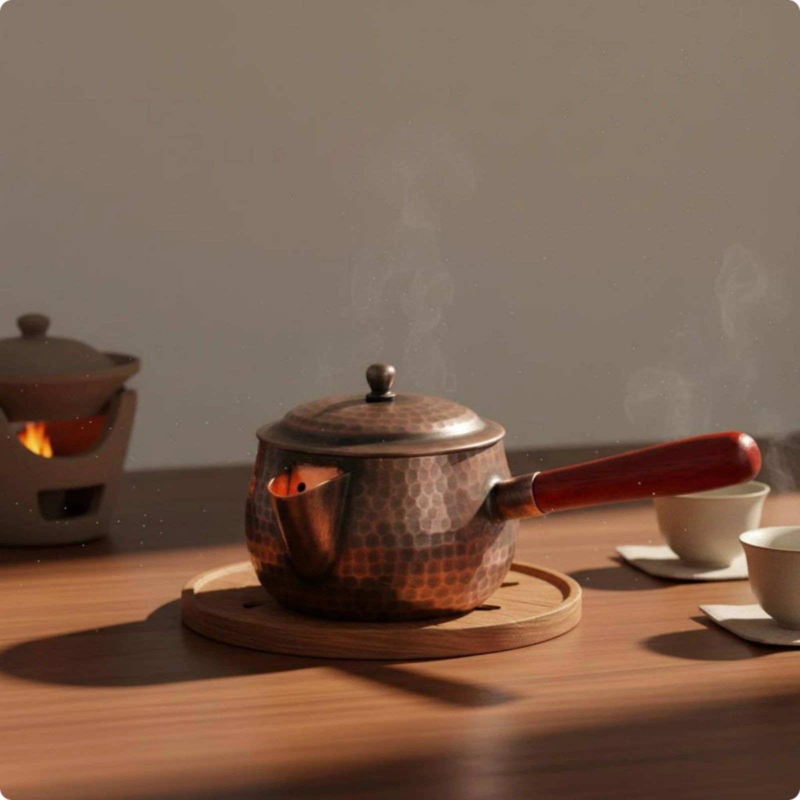 

Copper Tea Kettle Heat Resistant Hammered Copper Tea Kettle Long-Lasting Elegant Pattern for Cooktop Top, Tabletop