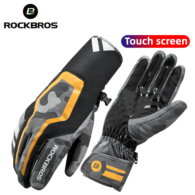 ROCKBROS Rękawiczki zimowe Motocyklowe wodoodporne rękawice termiczne Snowboard Rękawiczki antypoślizgowe z pełnymi palcami Mężczyźni Kobiety Rękawiczki rowerowe na śnieg