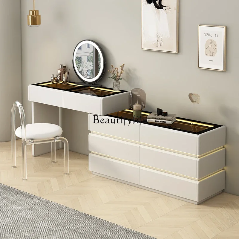 Glass dresser intelligent multi-functional chest with lamp integrated modern simple light luxury