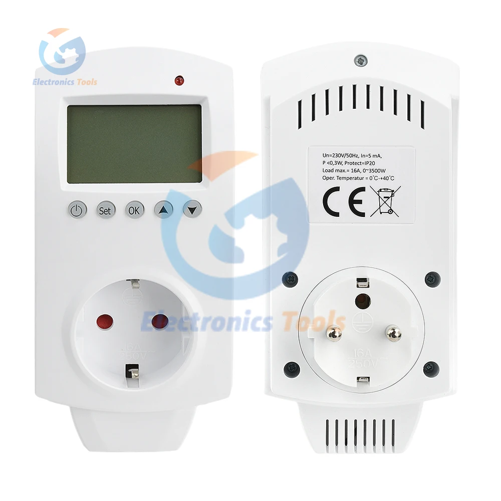 -50~99℃ Intelligent Temperature Controller EU Plug Electric Heating LCD Thermostat Thermoregulator with Alarm 230V WIFI Switch