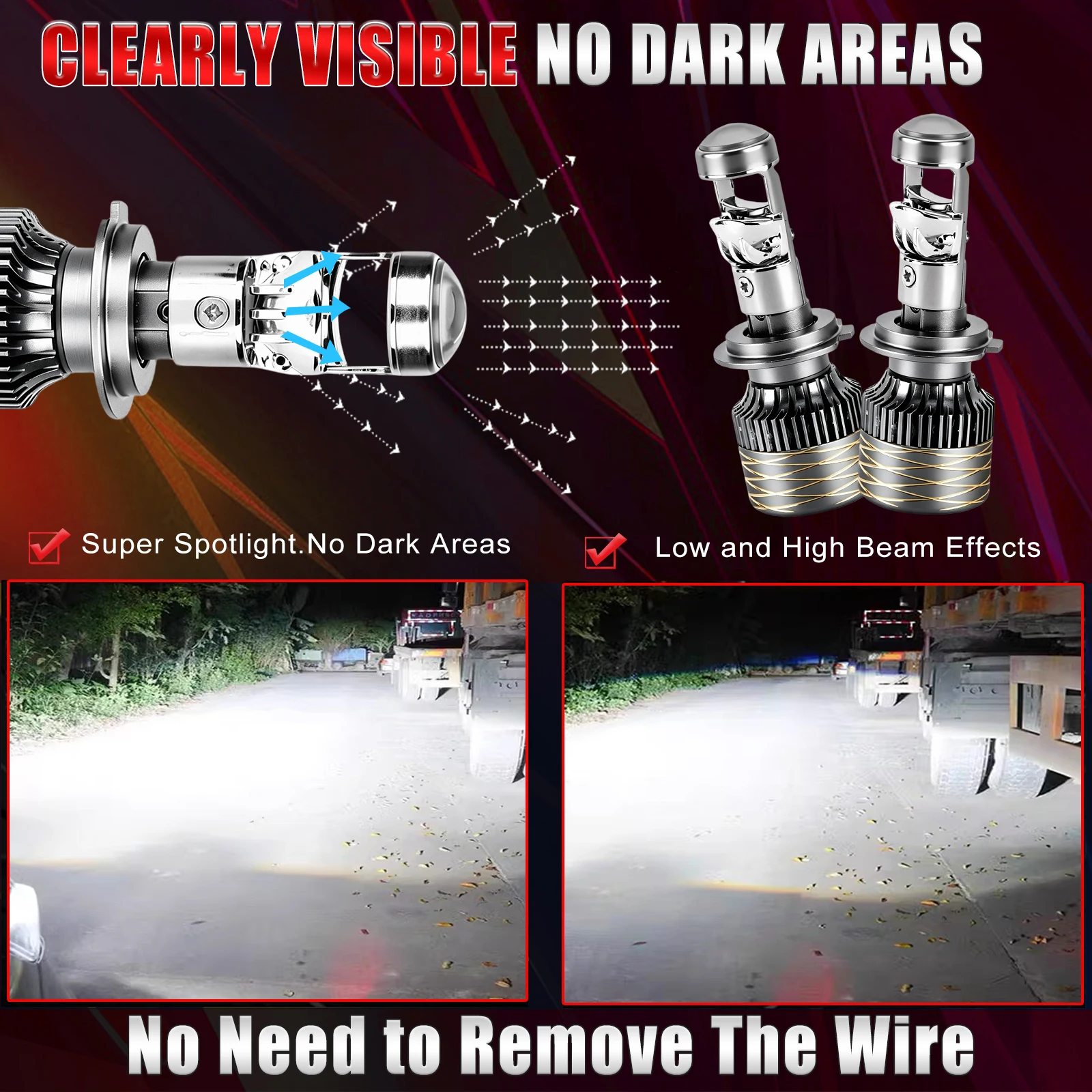 Bullvision H7 H4 H11 LED Mini Lens Headlight H8 9005 9006 HB3 HB4 Canbus Turbo LED Projector Bulb 6000K Auto/Moto Lamp Fog Light gallery 2